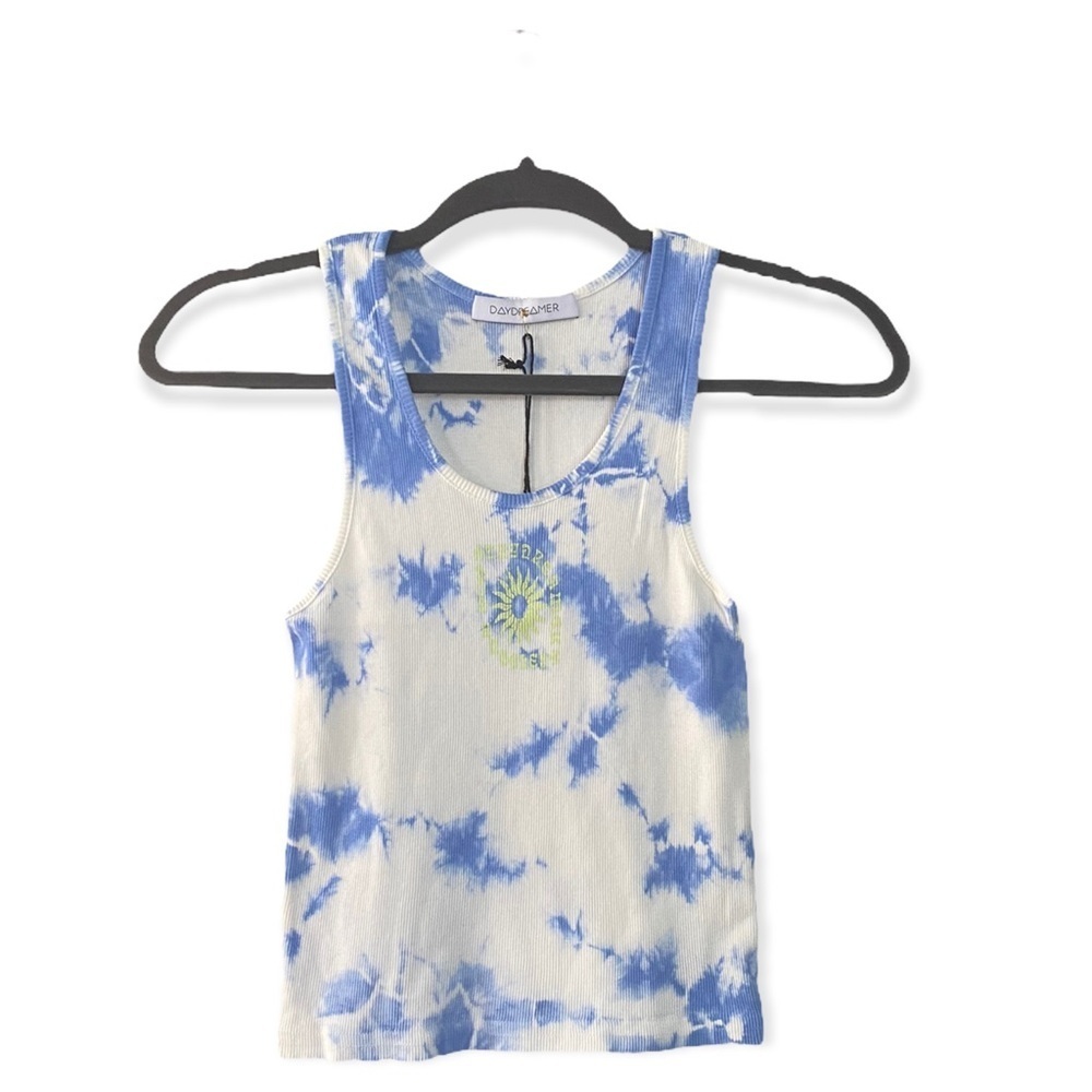 Daydreamer Sunny People Ribbed Tie Tie Dye Tank Top Women’s Size XS Crop Top